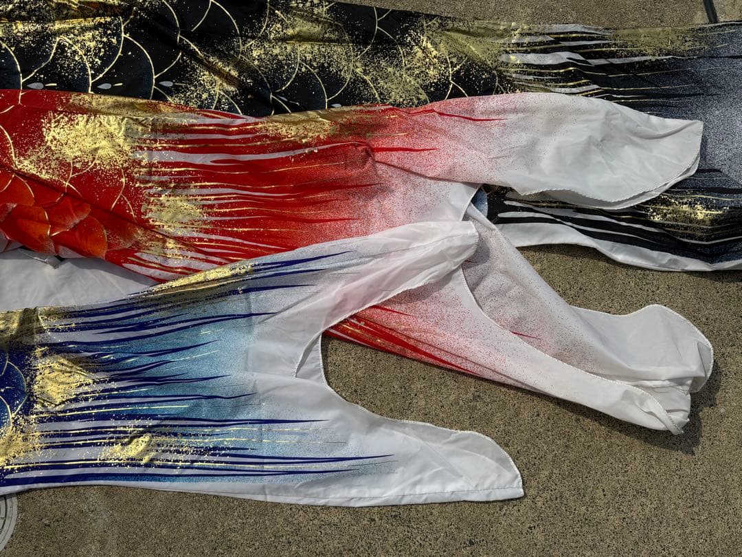 中古 鯉のぼり① 5m 金彩 こいのぼり 3色+吹流し こどもの日 節句