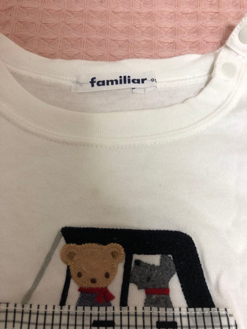 familiar クマと車の長袖Tシャツ2枚セット 90cm