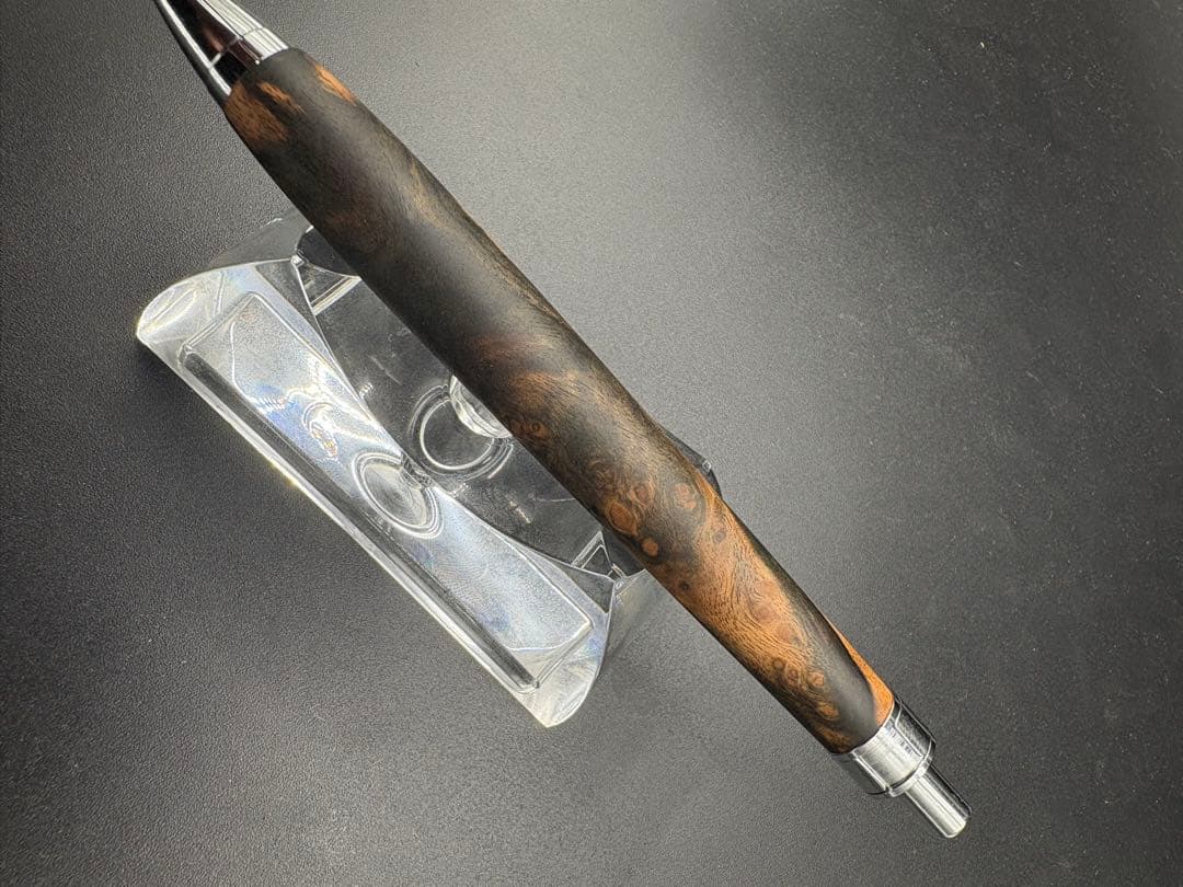 494極上　黒檀　瘤杢　ツートン　木軸シャーペン　ボールペン