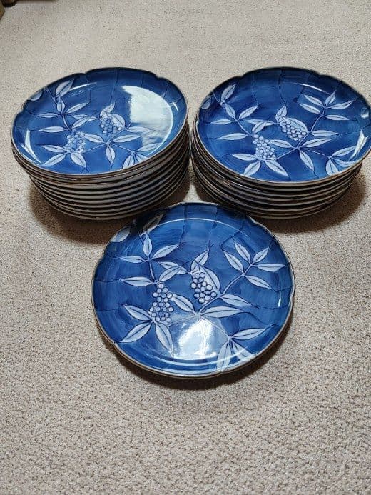 和皿 19枚セット 青い葉模様