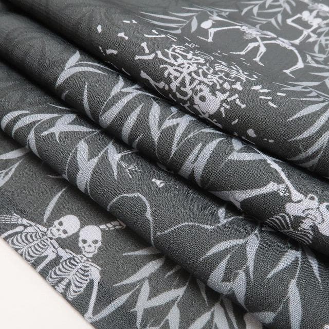 新品 撫松庵 セオアルファ 柳に骸骨 夏着物 仕付け糸付 小紋 浴衣 6475