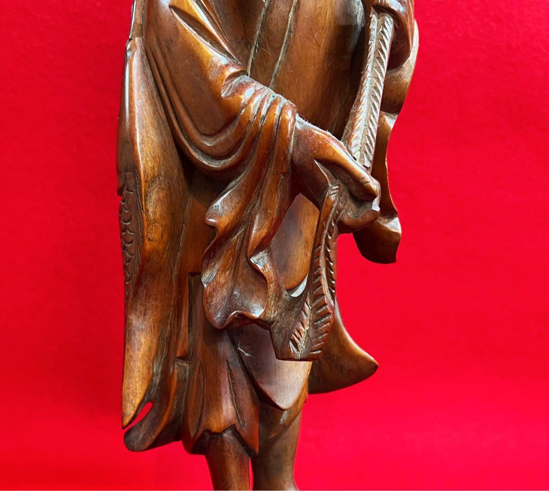 古美術 木彫 人物 漁翁 彫刻 置物 オブジェ　古道具　コレクション