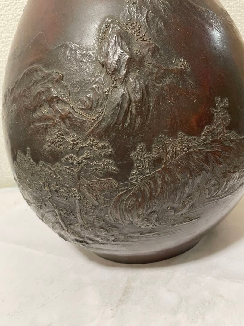 古銅　時代物　斑紫銅　花瓶　古美術　アンティーク