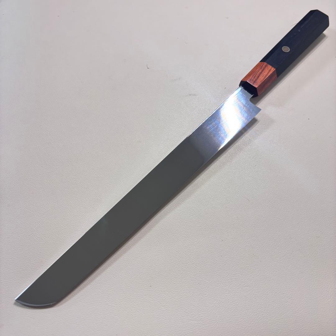 【鞘付き】270mm 先丸柳刃包丁鏡面 黒檀紫檀八角柄 刺身包丁 全鋼︔