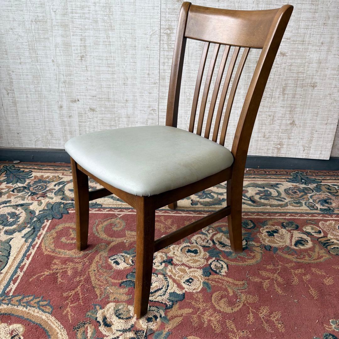 ③ 昭和レトロ カリモク ダイニングチェア 木製椅子 古家具 グレー ビンテージ