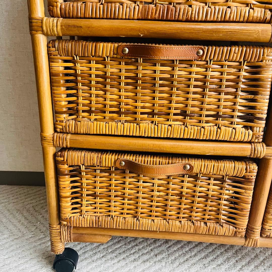 籐家具 収納ランタチェスト 昭和レトロ インテリア 棚 ラック 藤 アンティーク