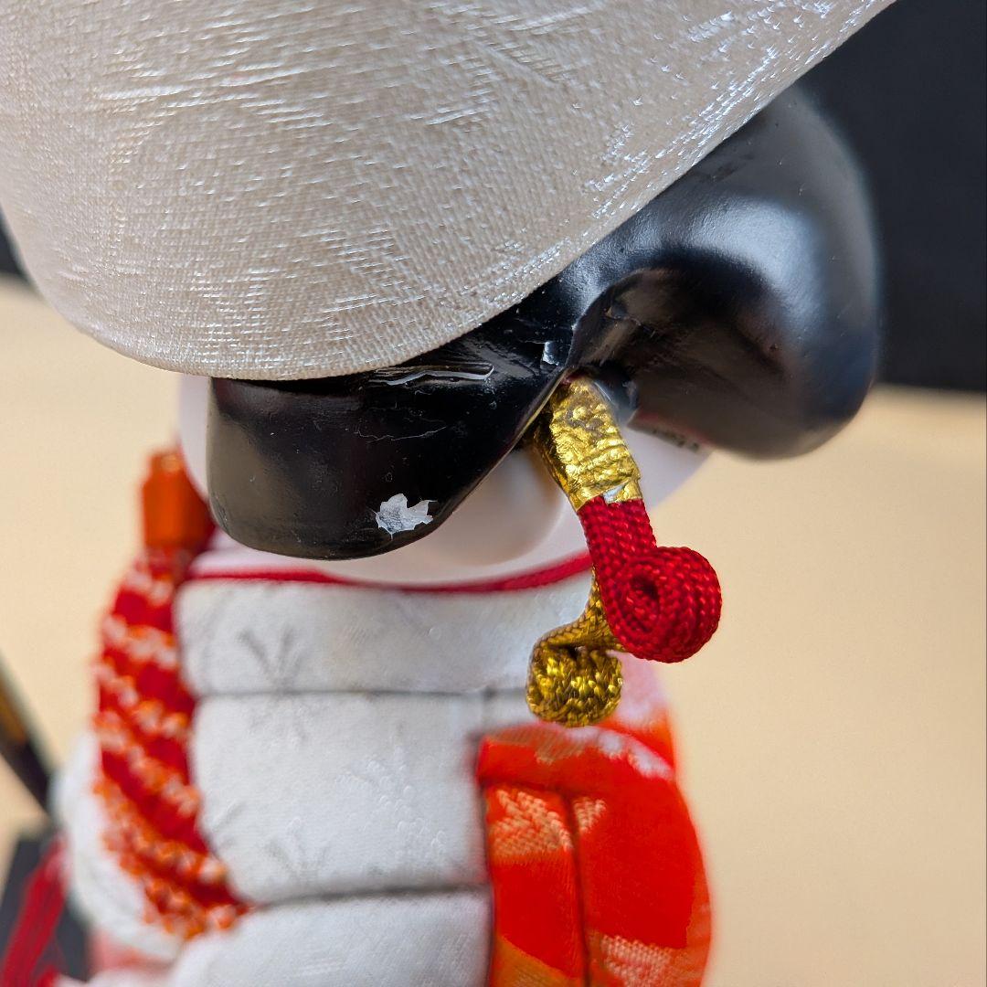 花嫁 木目込人形 白無垢 白赤衣装／共箱あり／木目込花嫁人形 高さ約32cm