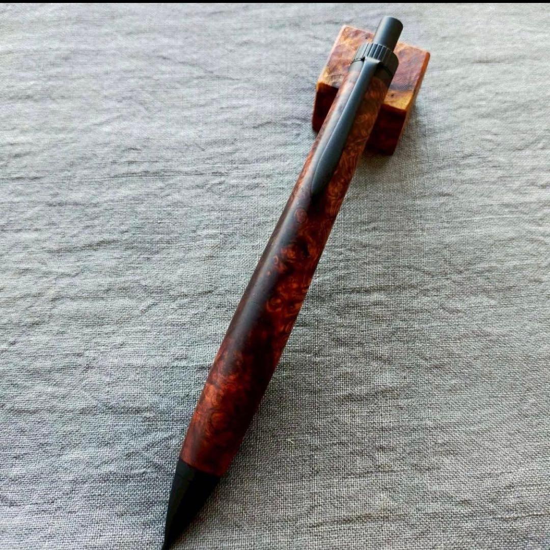 【現在セール中】ローズウッド瘤　工房楔　監修金具　木軸　シャープペン　ボールペン
