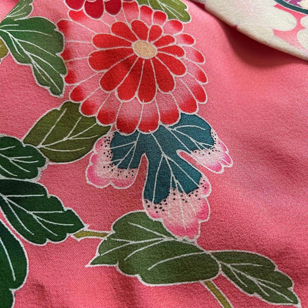 七五三 3歳 着物 被布 絹 三歳 赤 ピンク 753 子供着物