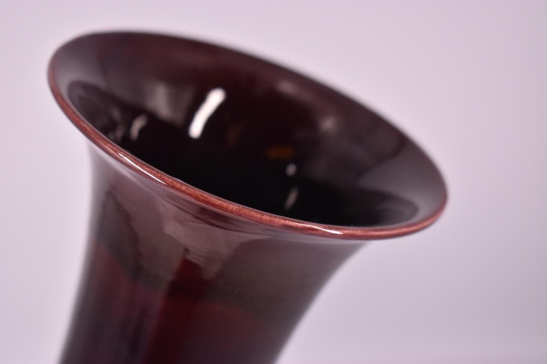 【真作】表千家 而妙斎花押 十六代 永楽善五郎(即全)作 紫交趾 末広花入 共箱