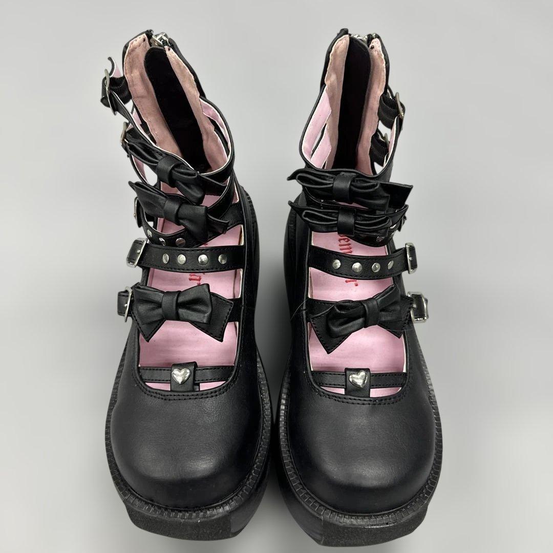 正規品 Demonia デモニア VIOLET-45 黒 厚底 おでこ靴