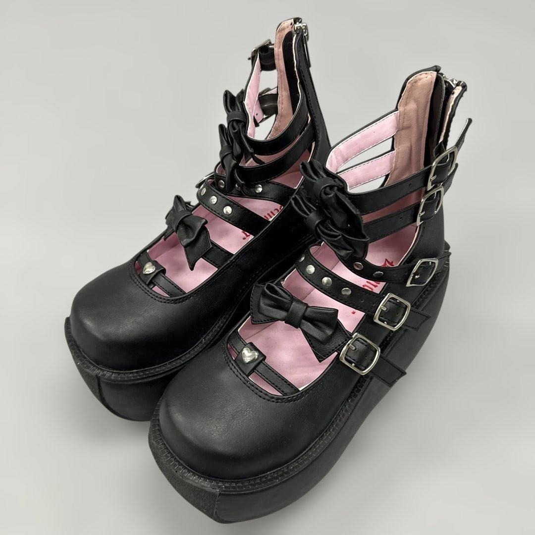 正規品 Demonia デモニア VIOLET-45 黒 厚底 おでこ靴