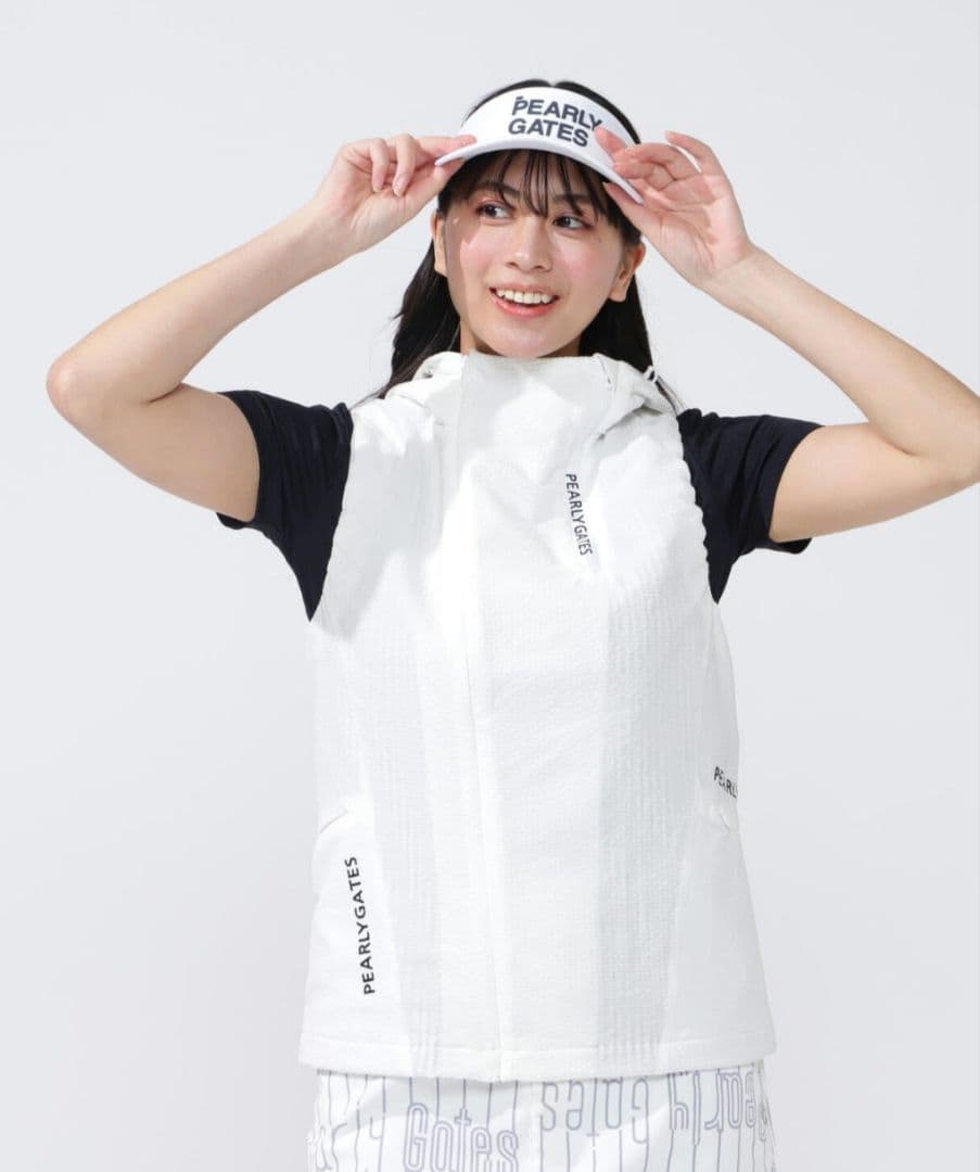 新品タグ付き　PEARLY GATES ギンガムストライプフルジップベスト