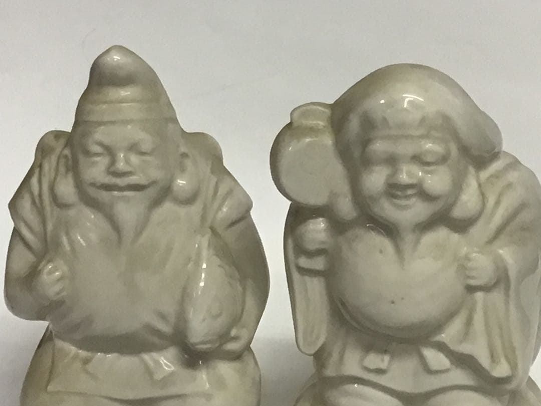 陶器製 福の神像 置物 クリーム色