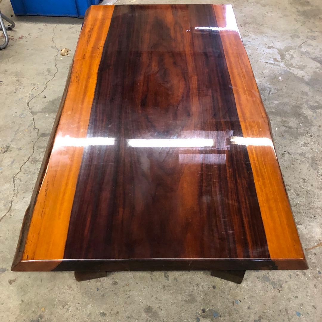 紅紫檀 無垢材一枚板の座卓 板厚55mm 輸入規制の希少木材 希少な耳付き