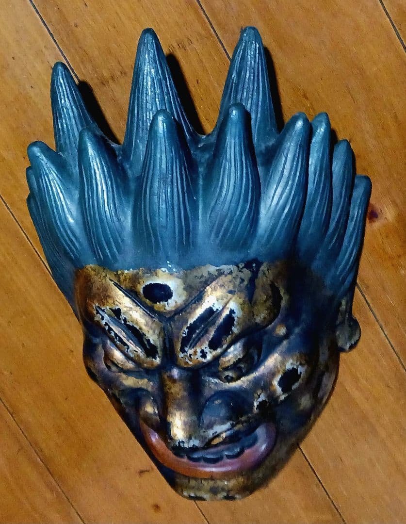 乾漆神楽面 薬師十二神将 代折羅大将 模国宝 ばさら面 壁掛け型 夜叉王