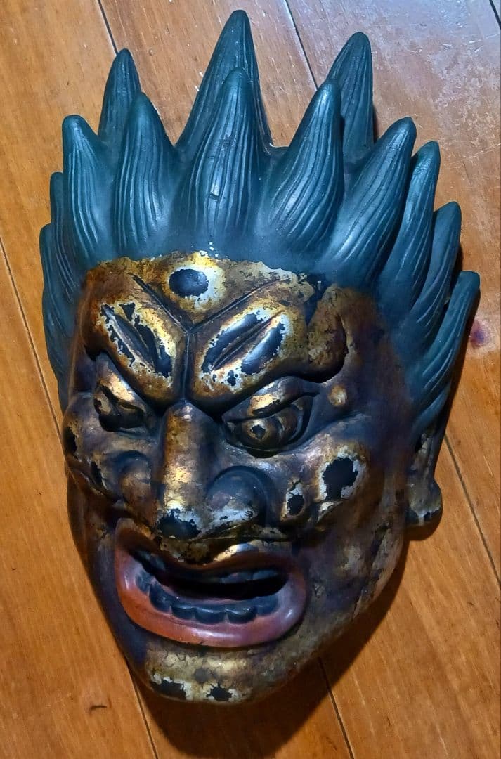 乾漆神楽面 薬師十二神将 代折羅大将 模国宝 ばさら面 壁掛け型 夜叉王