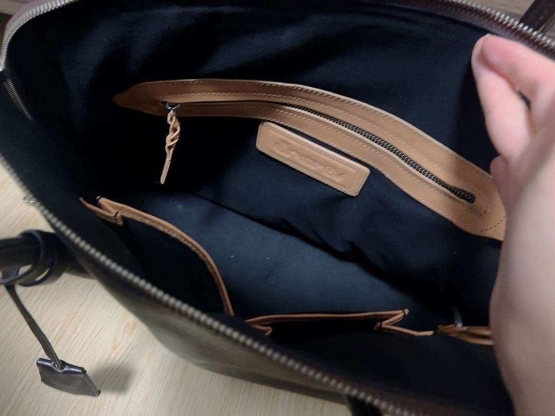 【美品】【PID】ダークブラウン ブリーフケース バッグ 牛革 2WAY