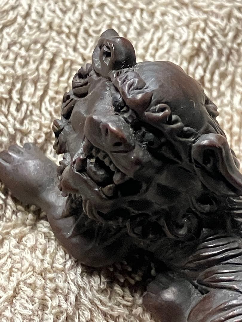 根付け　作者不明　刻印あり　獅子型　彫刻 約10cm