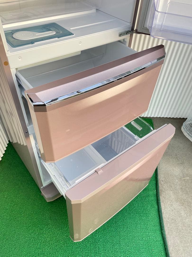 918三菱 おしゃれピンク 3ドア冷蔵庫 370L 自動製氷機能付き 静音 国産