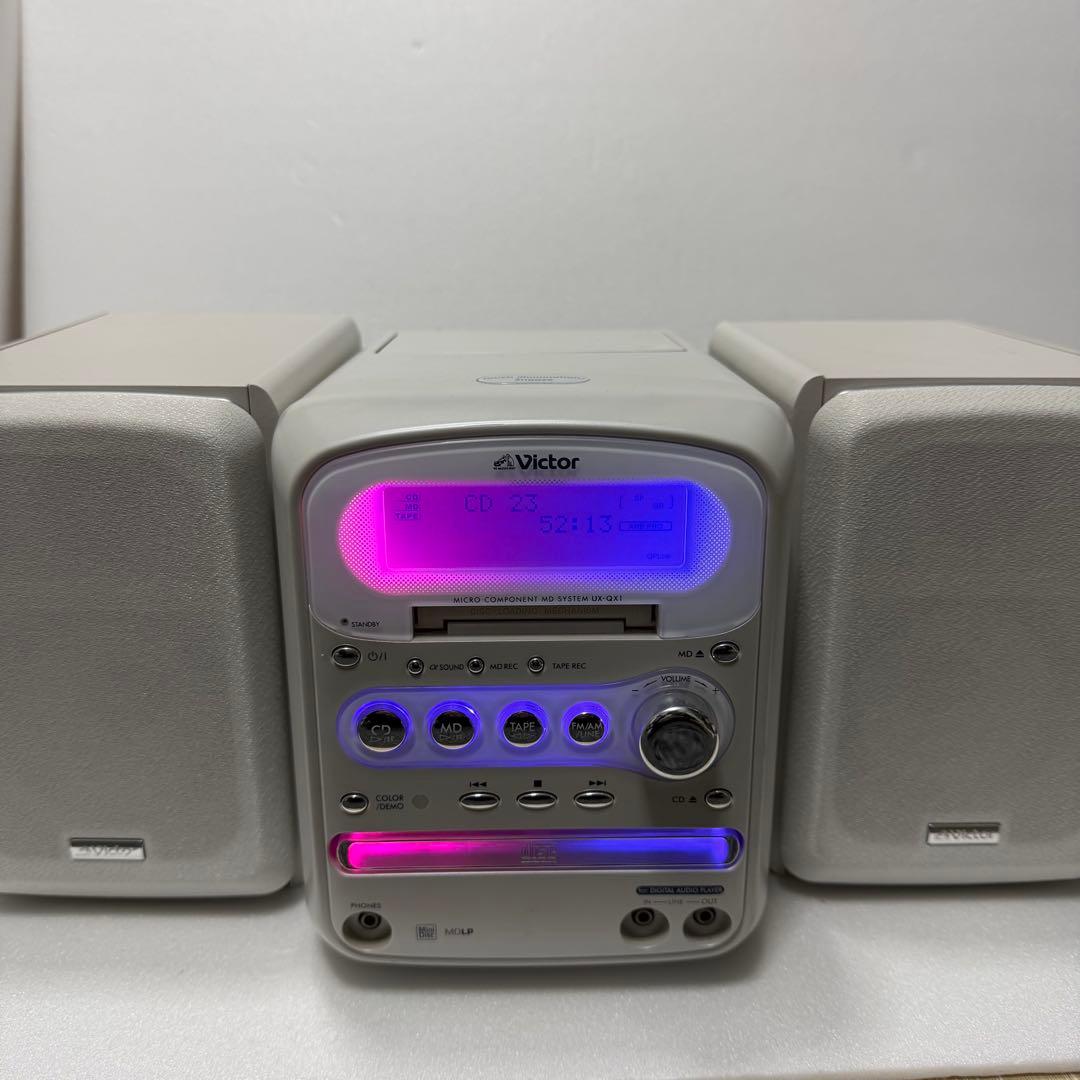 Victor MD/CDカセット搭載ミニコンポ UX-QX1-W