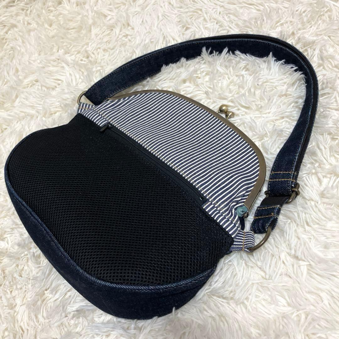 AYANOKOJI 口折れ型 がま口 クロス ボディバッグ デニム ヒッコリー