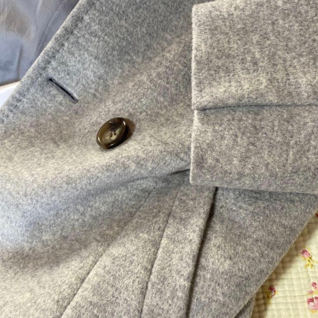 23区 ロングコート 44 フーデッドコート ライトグレー DMW