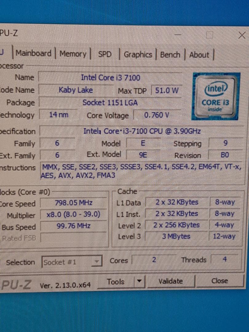 自作PC　i3 7100・8GB・SSD128GB・Win10
