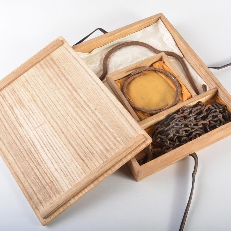 茶道具　田中敏孝作　釣釜道具　釣手　釜釻　釜鎖　一揃　共箱　V　R5786