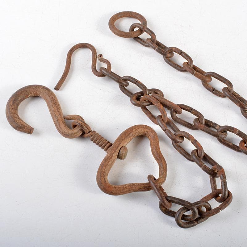 茶道具　田中敏孝作　釣釜道具　釣手　釜釻　釜鎖　一揃　共箱　V　R5786