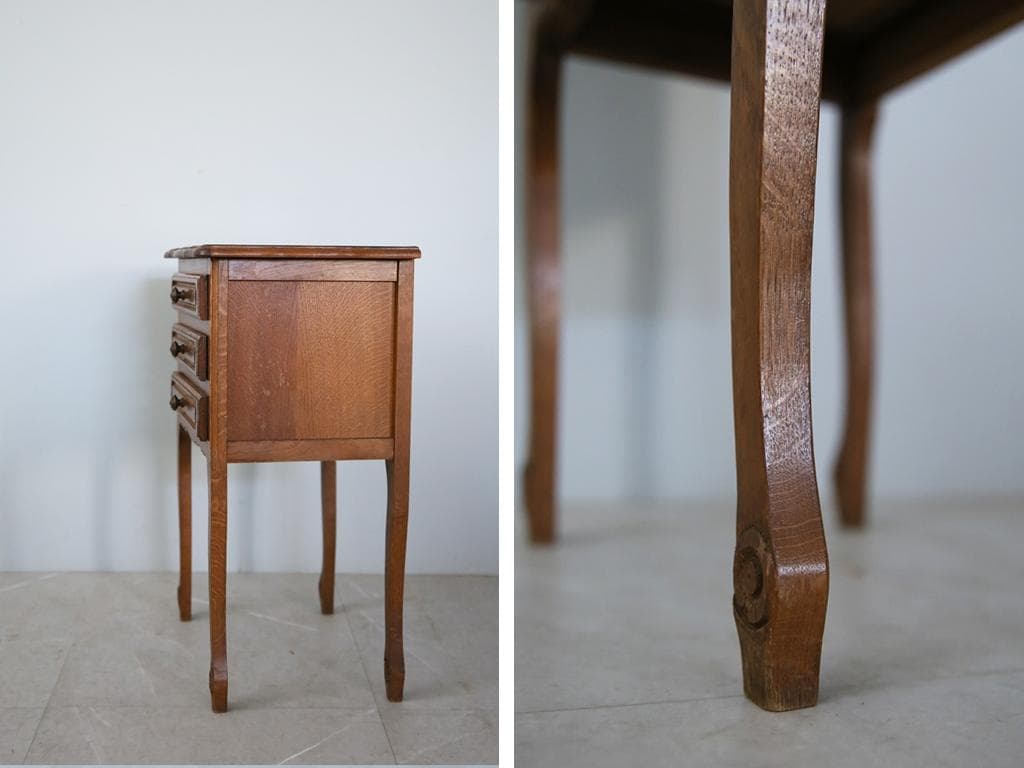 フランスアンティーク木製ベッドサイドキャビネット/ナイトテーブル90-143-1