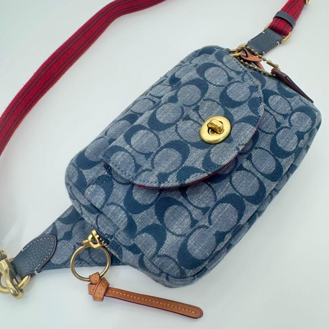 コーチ COACH シグネチャー ボディバッグ ウエストバッグ 保存袋付 美品