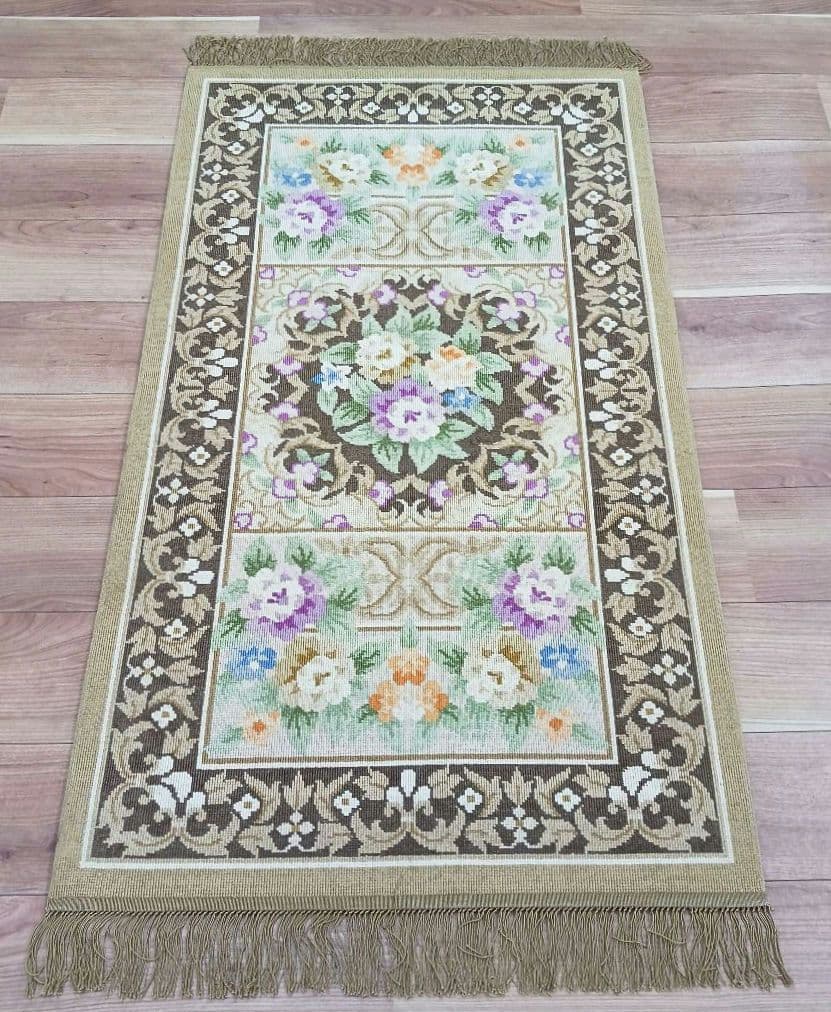 専用Y3140 中国段通 シルク100% 手織り ハンドカット 123×70㎝