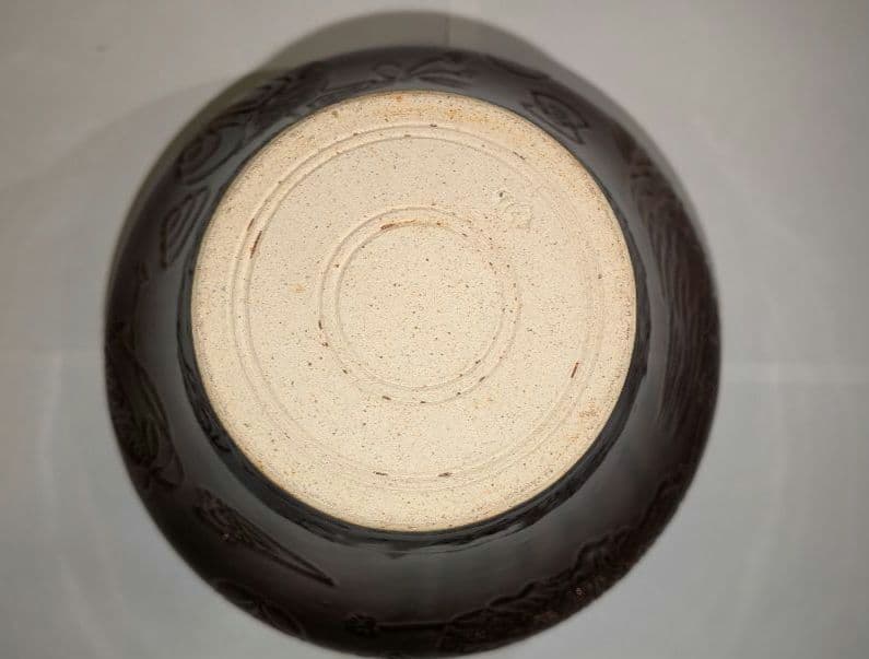 『独楽　宝尽くし』建水　膳所焼　陽炎園　茶道具　茶こぼし　茶の湯茶席茶会　共箱