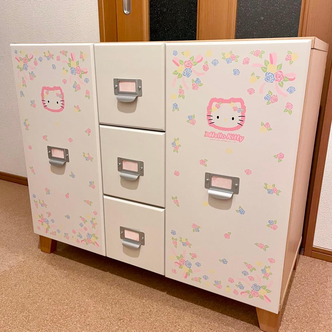 【希少】ハローキティ ミニバラ 木製 マルチチェスト 家具 01年製 平成レトロ