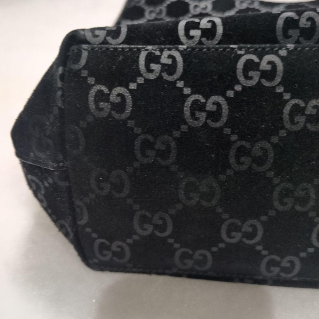 【中古品】【GUCCI】バンブー　黒　ロゴ　難あり