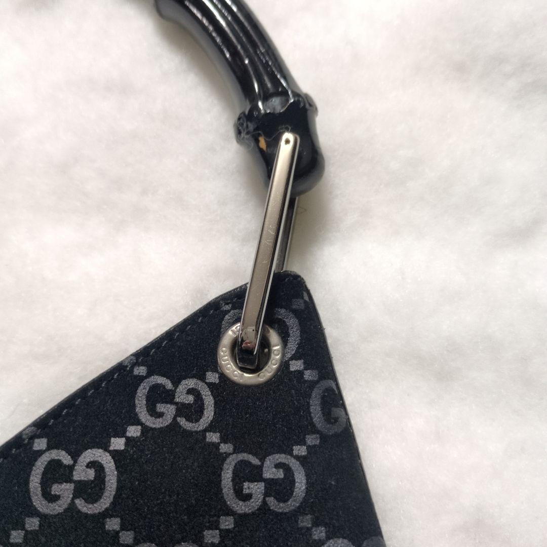 【中古品】【GUCCI】バンブー　黒　ロゴ　難あり