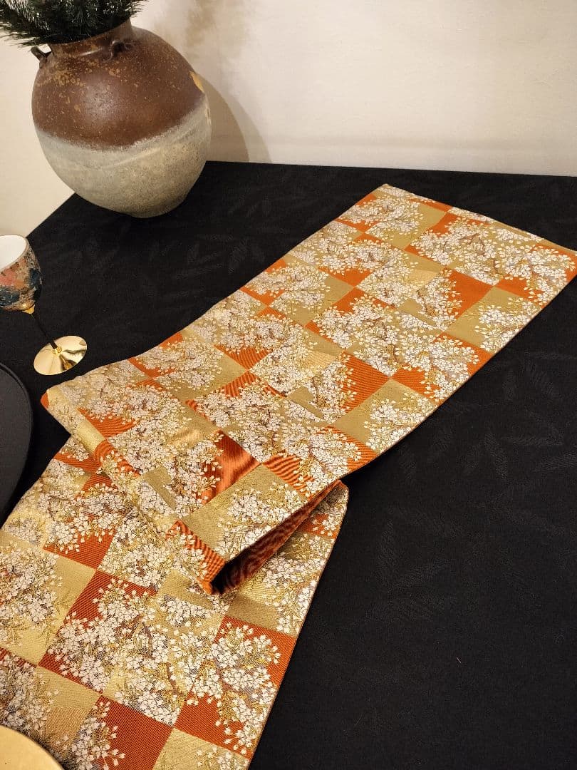 A668★逸品‼️豪華刺繍‼️ひな祭り‼️袋帯正絹テーブルランナー2m15cm