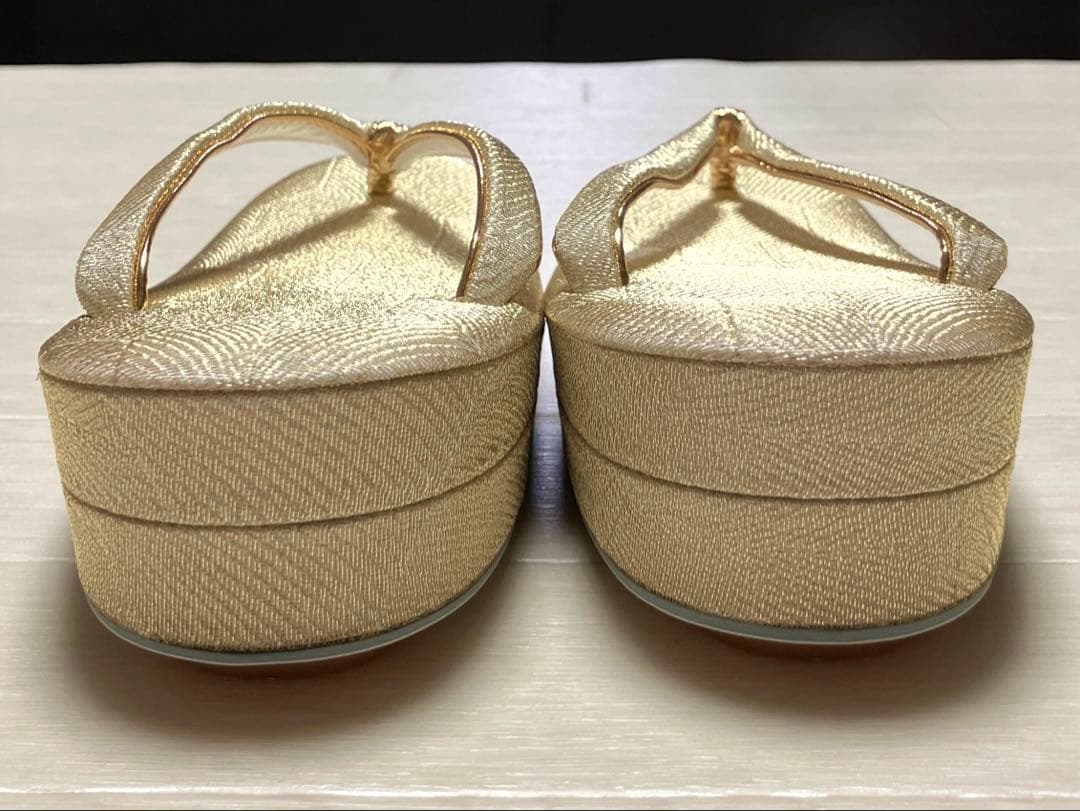 《未使用》佐賀錦　草履バッグセット　ゴールド