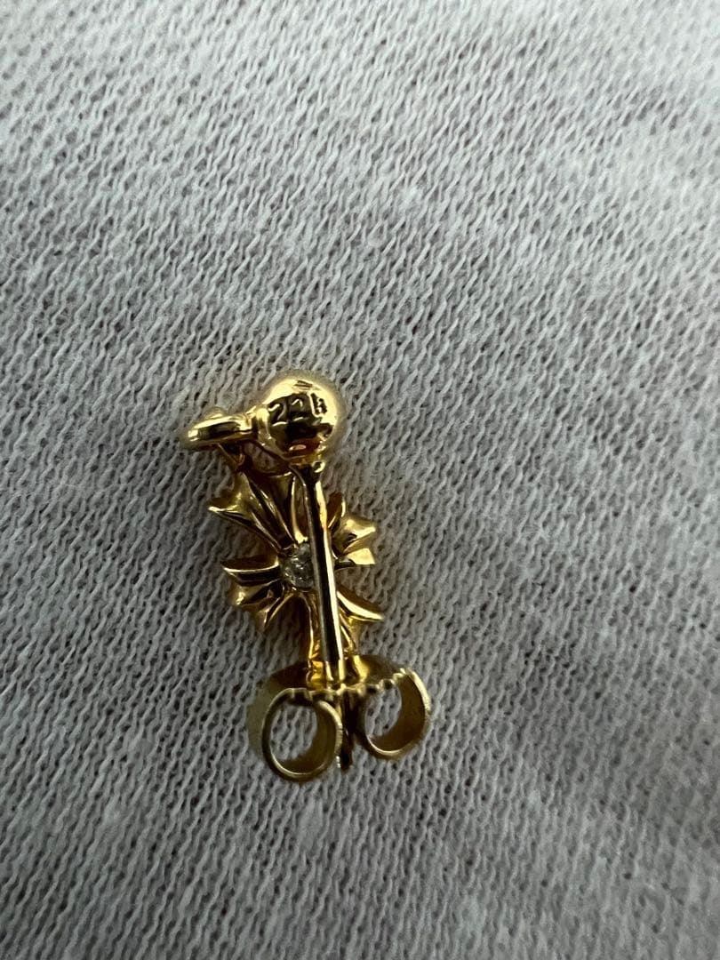 クロムハーツ 22K タイニーE CHプラス ドロップピアス ダイヤ 原本無修正