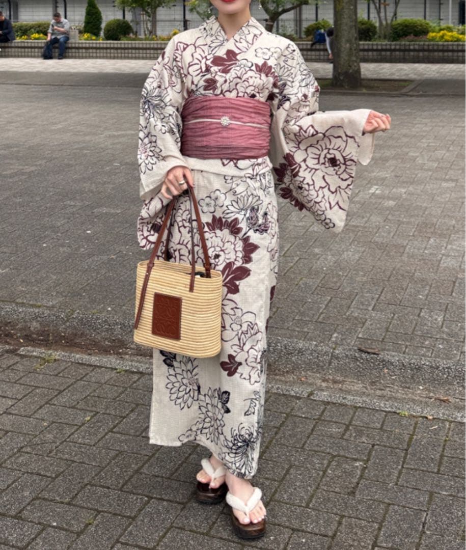 花柄浴衣・帯セット　hinari