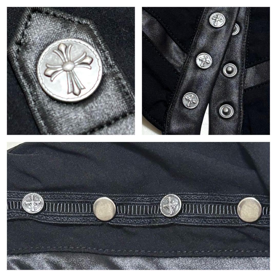 美品 オッズクローチェ 刺繍 スタッズ シャツ 十字架ボタン ゴシック y2k