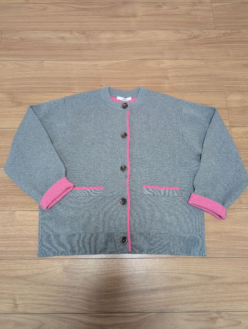 【新品】ダブルニットコントラストカーディガン
