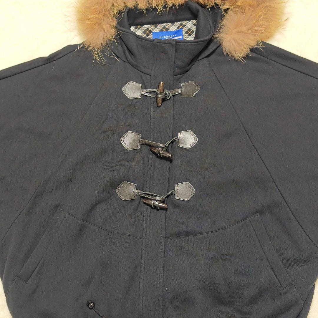 美品✨バーバリーブルーレーベル ポンチョケープコート　ラクーンファー　38