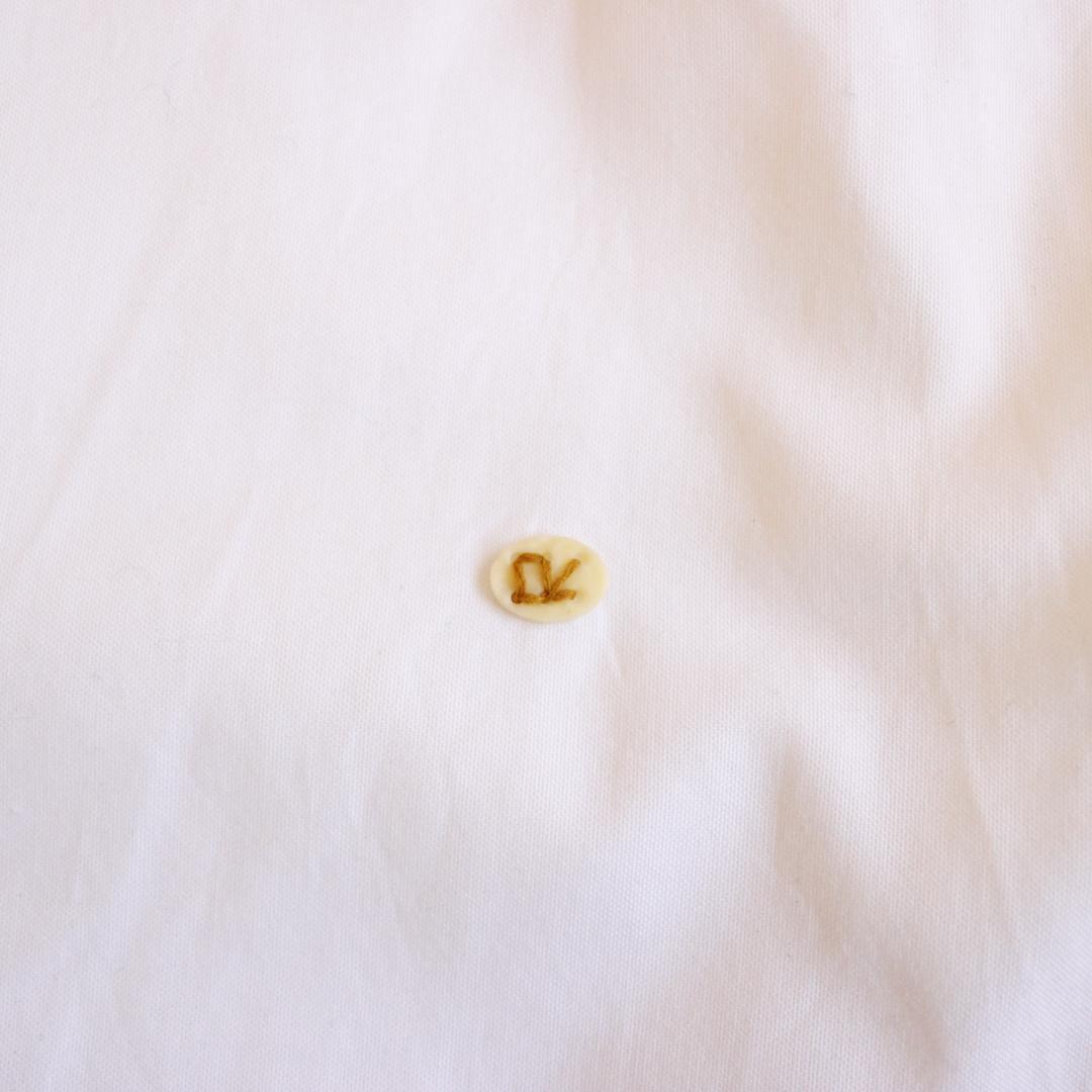 45R 薄オックスのフリルブラウス Lサイズ ホワイト 現行タグ