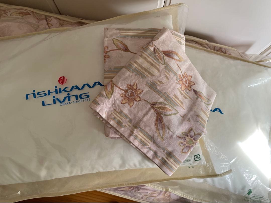 西川リビング　羽毛布団5点セット　手摘みダウン93% ダブルロングサイズ