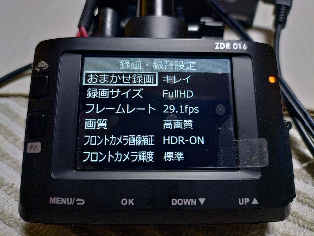 マルトク商会コムテックZDR-016型前後2カメラ完全作動確認フルセット