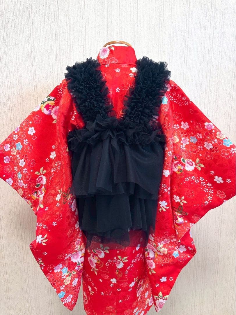 and milk_○ 赤色チュール◇被布エプロン　被布チュール◇