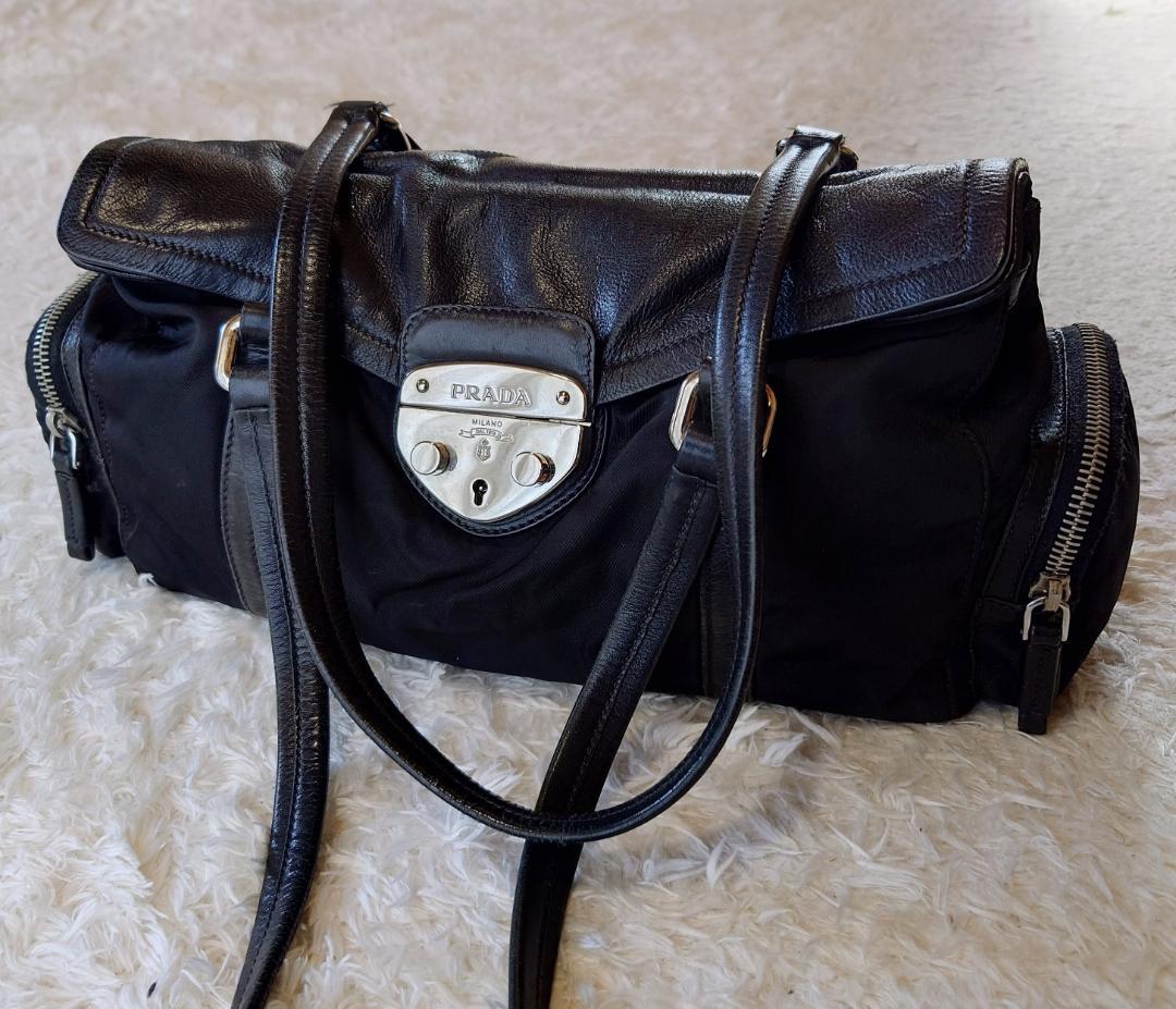 PRADA プラダ ショルダーバッグ ブラック ナイロン×レザー 美品