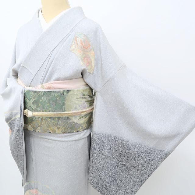 蘇州刺繡 正絹 着物“シックな幻想に優雅に映える花扇☆”訪問着 R-45